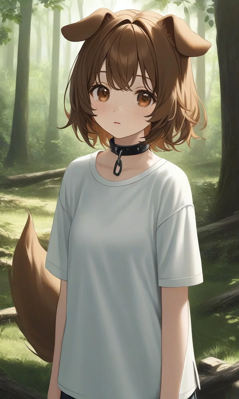 Mochi doggirl in the ruins of a dungeon