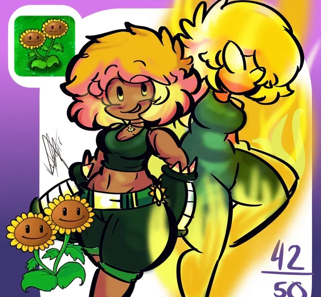Twin Sunflower-Solara (PvZ: GIRLS VS ZOMBIES AU)