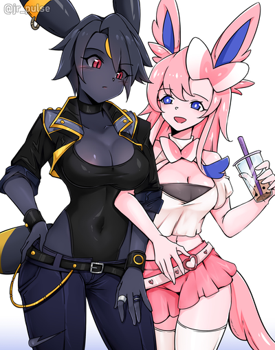 Anthro Sylveon And Umbreon (Some Unexpected Company)