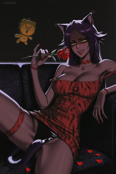 Yoruichi Shihouin || Here's what I think of the invitation for a Valentine marathon~ now get in bed