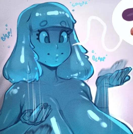 Strange blue slime-girl