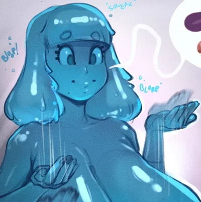 Strange blue slime-girl