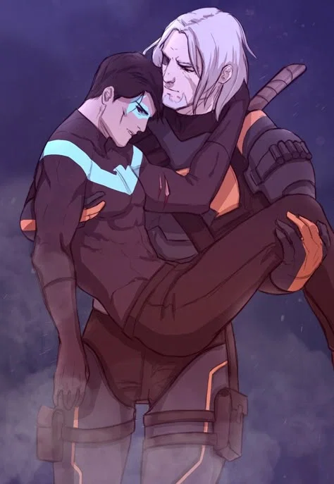 Slade Wilson and   Grayson | Deathstroke and Nightwing | Sladick