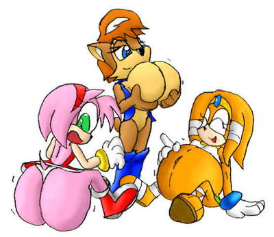 Amy Rose, Sally Acorn, and Tikal the echidna