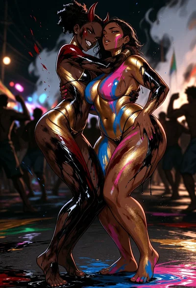 Two Hot Painted Girls Made Me Theirs at J'ouvert