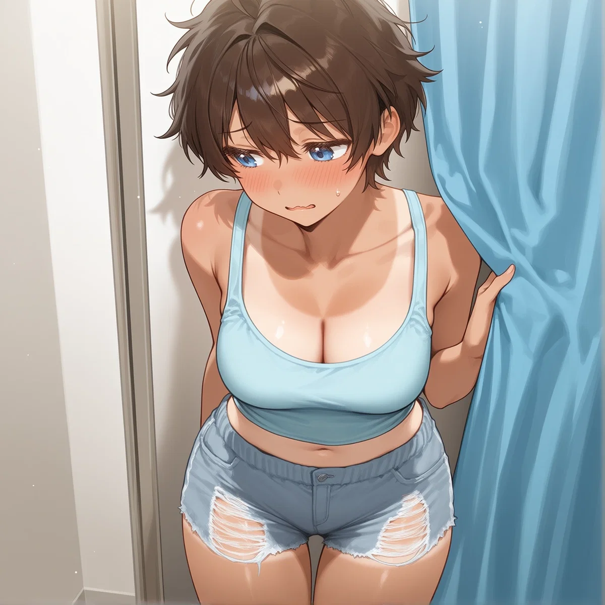 Her shorts ripped in two! - Vel