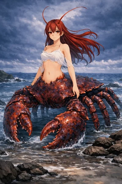 Akari, a crabtaur saved you from a sunken ship