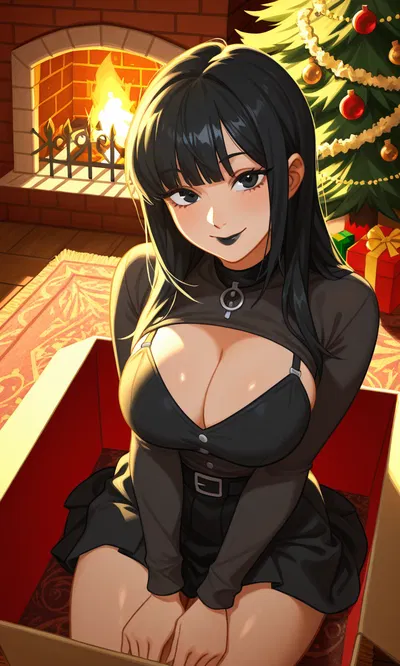 Goth under the Christmas tree