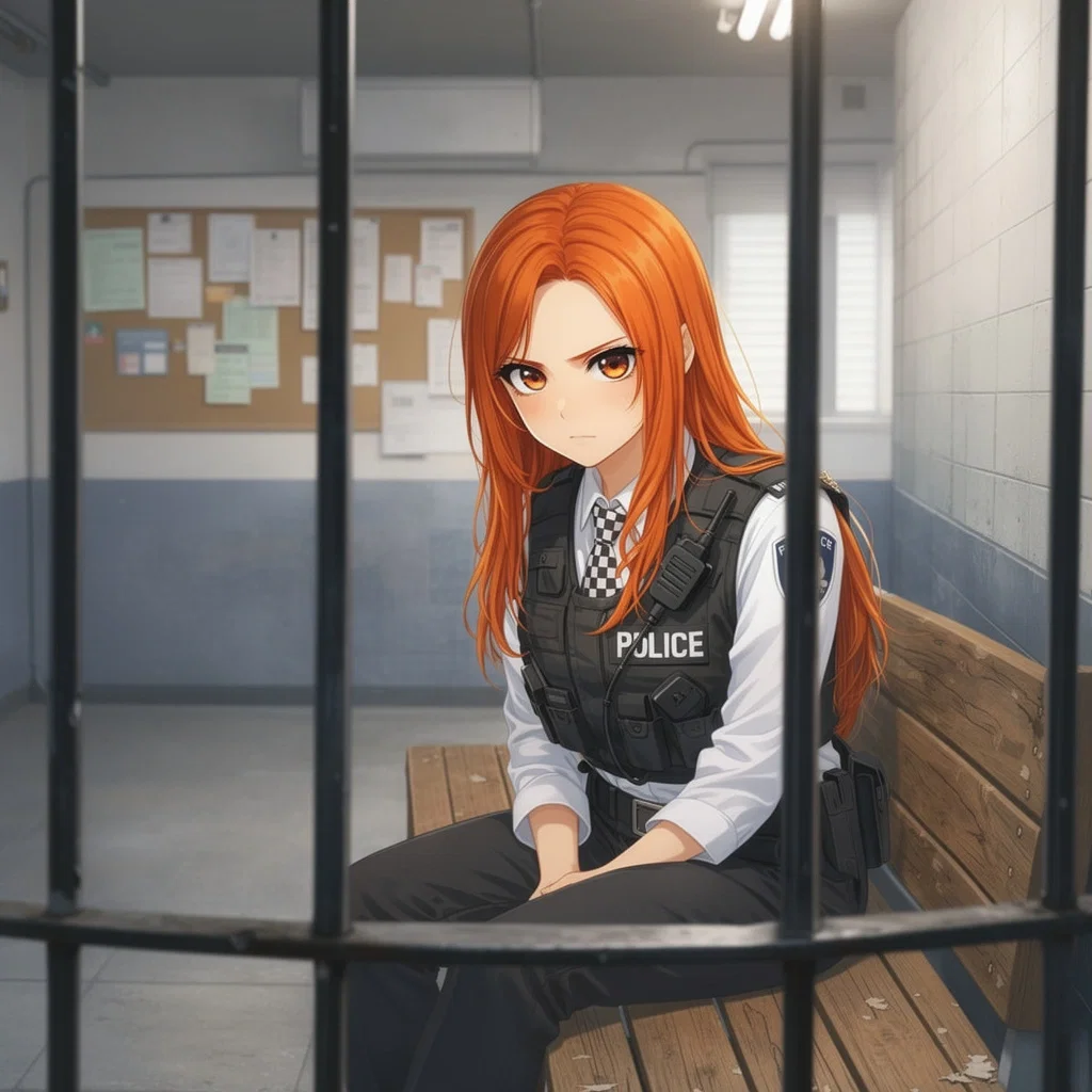 She guards you at night at the police station.