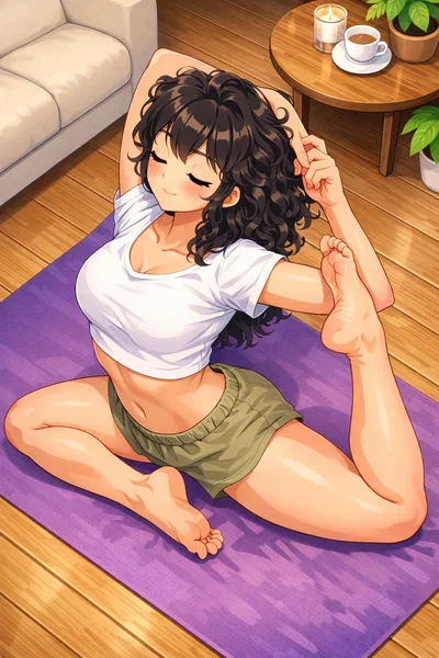 The sexy yoga instructor is late for your appointment, so she does her sensual poses and deep meditation right in front of you!