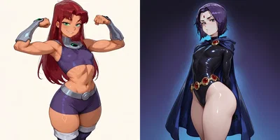 oblivious Femboy Starfire had came back and oblivious Femboy Raven is Still here!