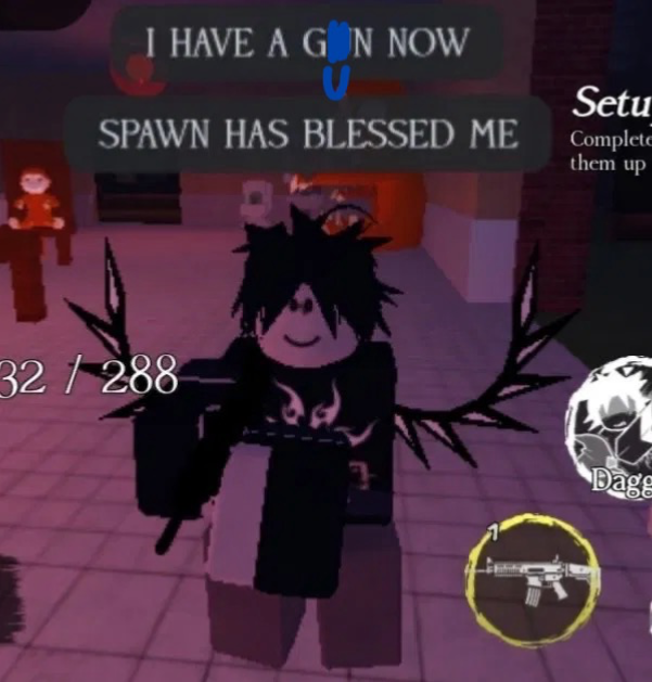 "I have a gun now! Spawn has blessed me!"