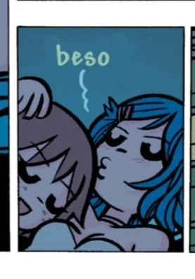 Drunk Triple Kiss. Ramona Flowers and Kim Pine.