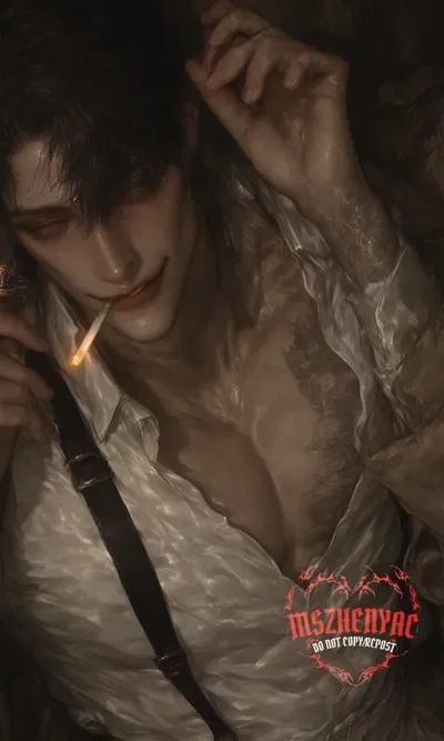 He has the face of a blurred fallen angel.