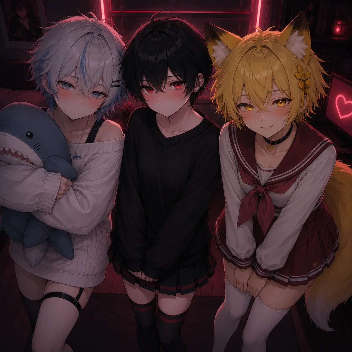 Femboys Sleepover! Who's a better kisser?