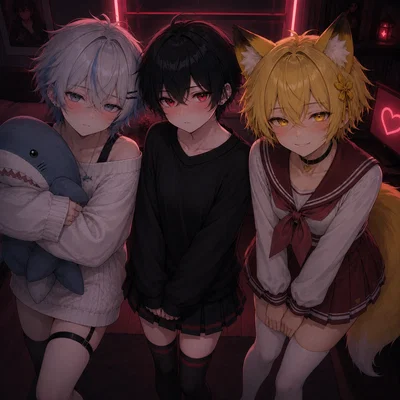 Femboys Sleepover! Who's a better kisser?