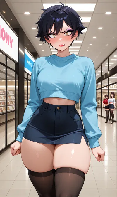 Tomboy friend tries dressing more feminine