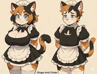 Ginger & Cinder - Twin Furry Cat Maids