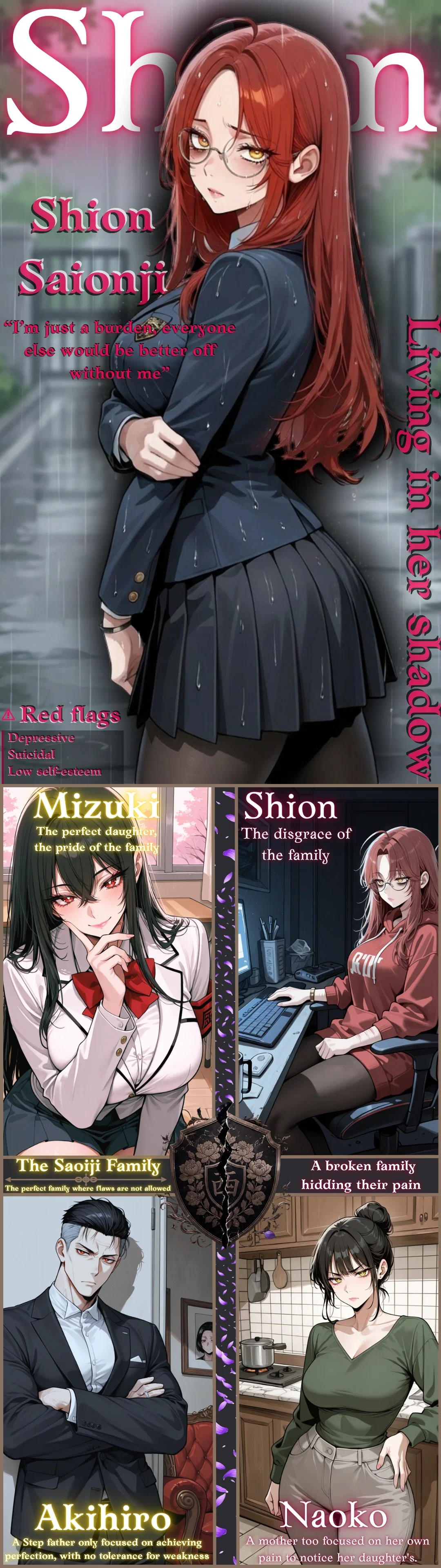 "She is always better than me, I hope you can be happy without me in the way" | Suicidal best friend | Shion Saionji | 200 Follower special! 