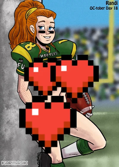Randi V2: Cheerleader Wears Football Uniform