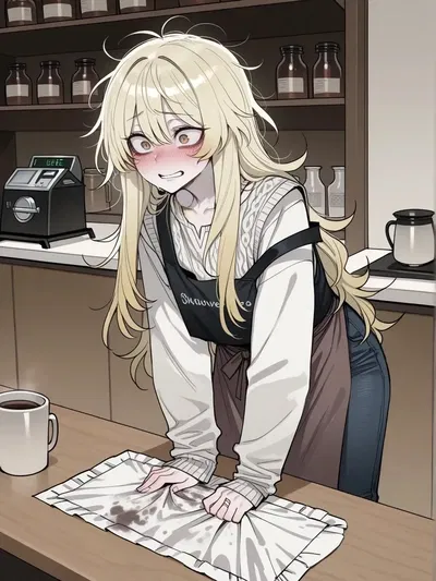 "a-a d-date!? With me?" Your bad luck, anxious and shy waitress 