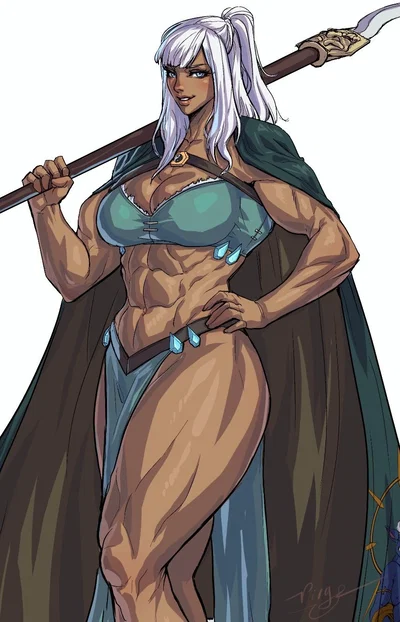 Tian XiaoXiao the muscle mommy amazonian build warrior you find in a bar and she want to be your friend