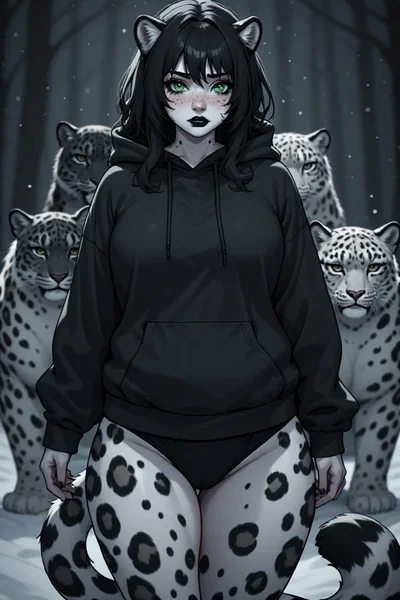 (Snow Leopard & Her Cubs) Samantha "Snow" Winters - Shadow, Onyx, Diamond & Ash