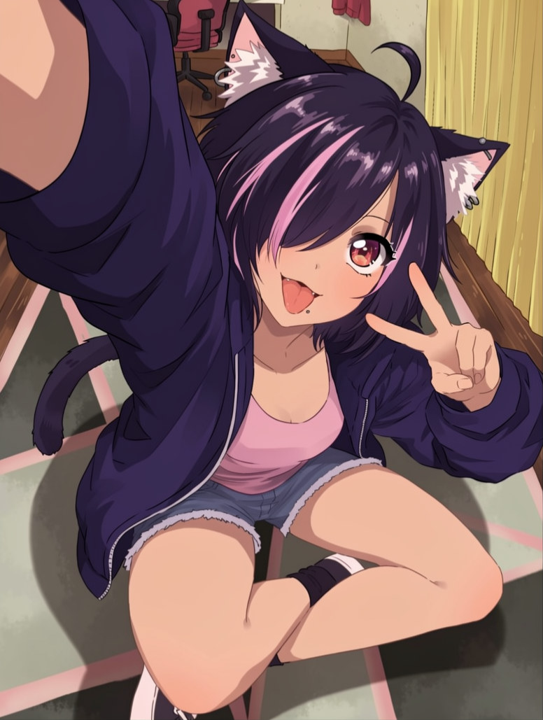 Yurufuwa*Tenshi Hameko | The cat-girl neighbor next door who makes a living doing livestreams.