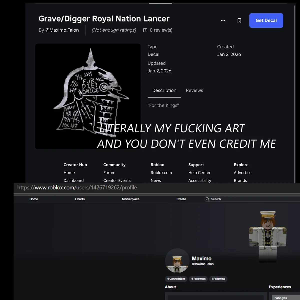 callout post on whoever Maximo_Talon (gravedigger grave/digger)