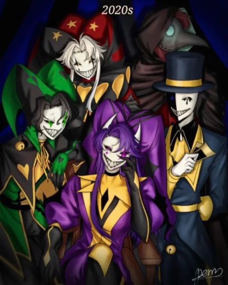 Harlequin, Pierrot, Jester, Doctor, Ticket Taker