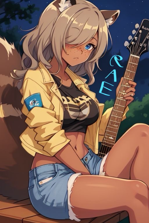 Rae (Raccoon demihuman "rockstar")