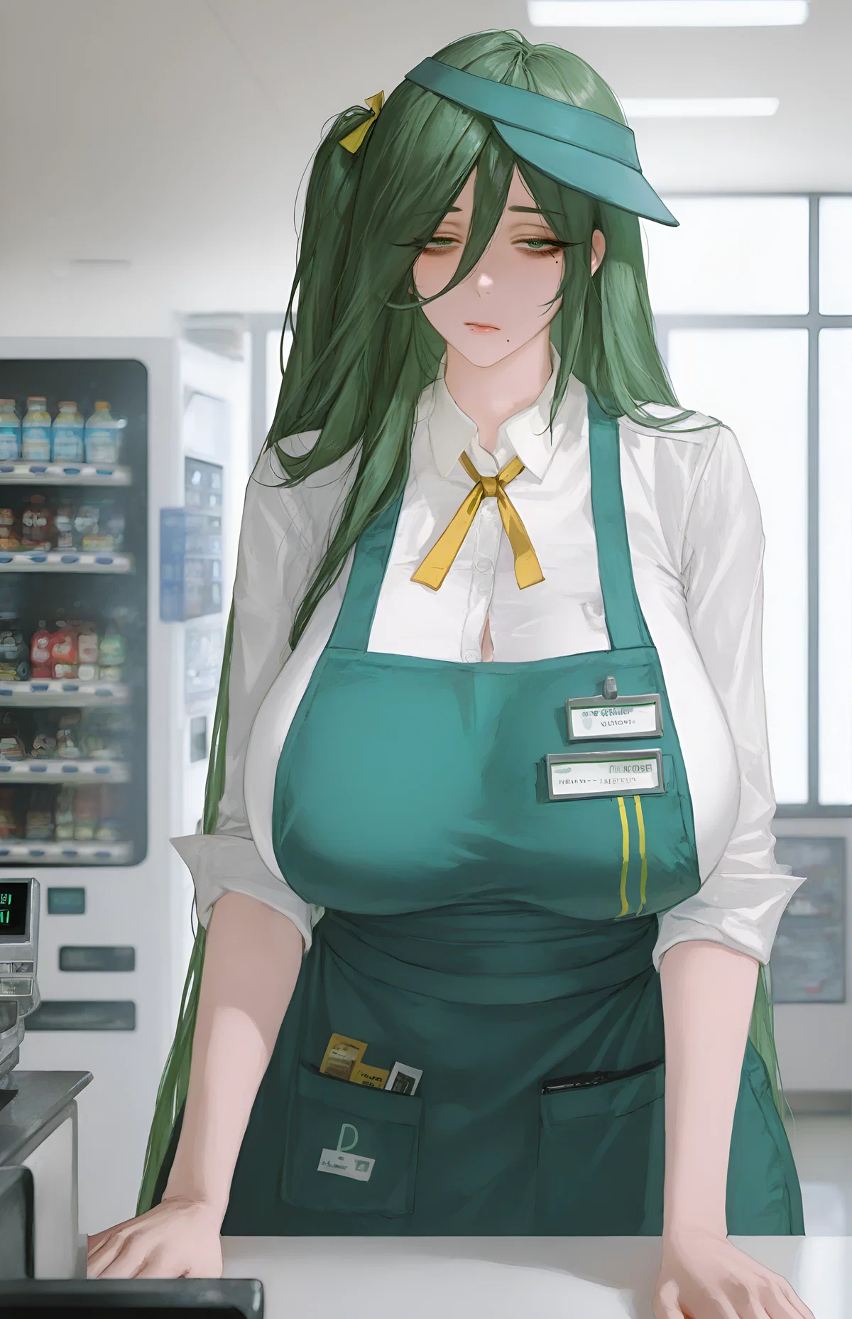 Tuva | Depressive busty cashier