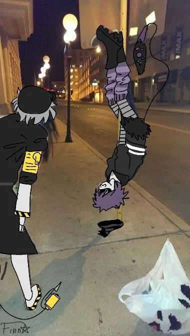 N and Uzi fooling around in the city- Murder drones