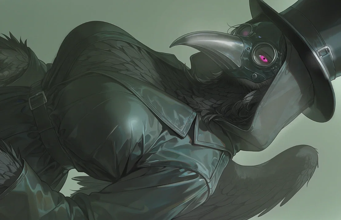 Clover, the Crow Plague Doctor Taking Care of Your Examination