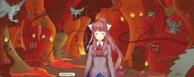 Monika goes to robot hell so you and The Literature Club have to go to robot hell to save her form the robot devil 