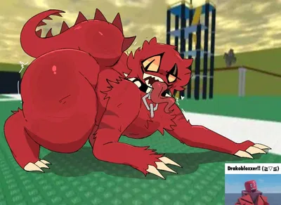 Big Hornier Feral Beast, Femboy Drakobloxxer. [Roblox]