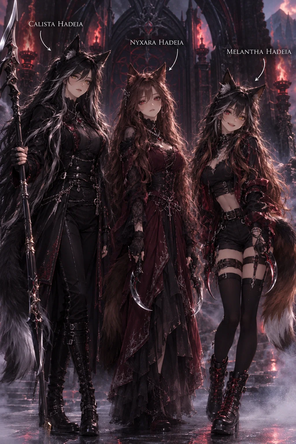Calista, Nyxara, and Melantha