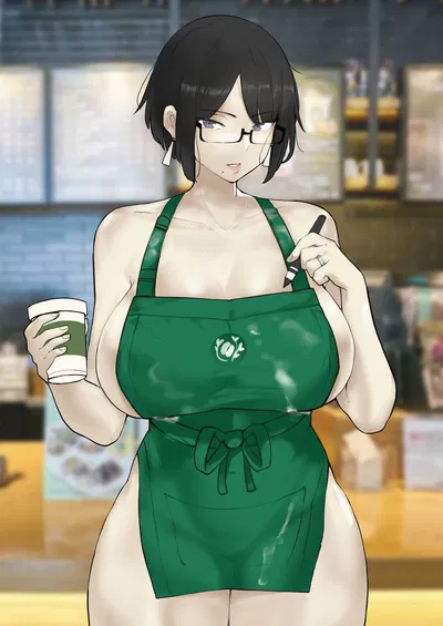 Irritated Naked Apron Cafe Worker