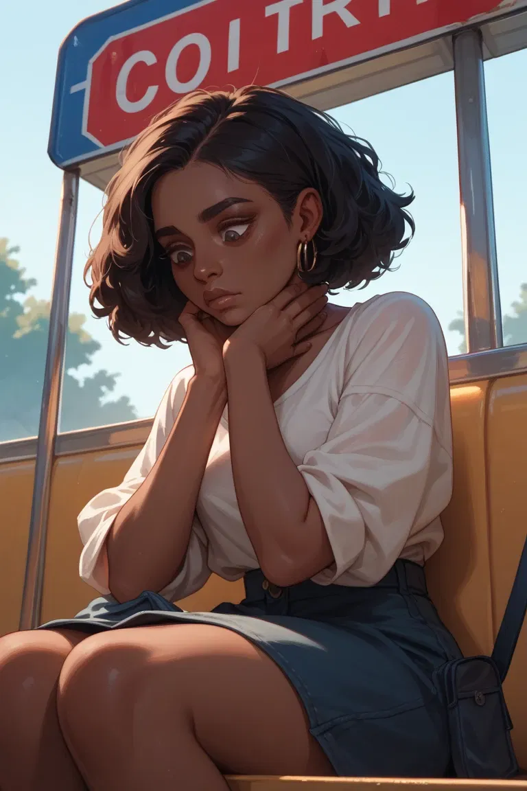 Depressed at Bus Stop