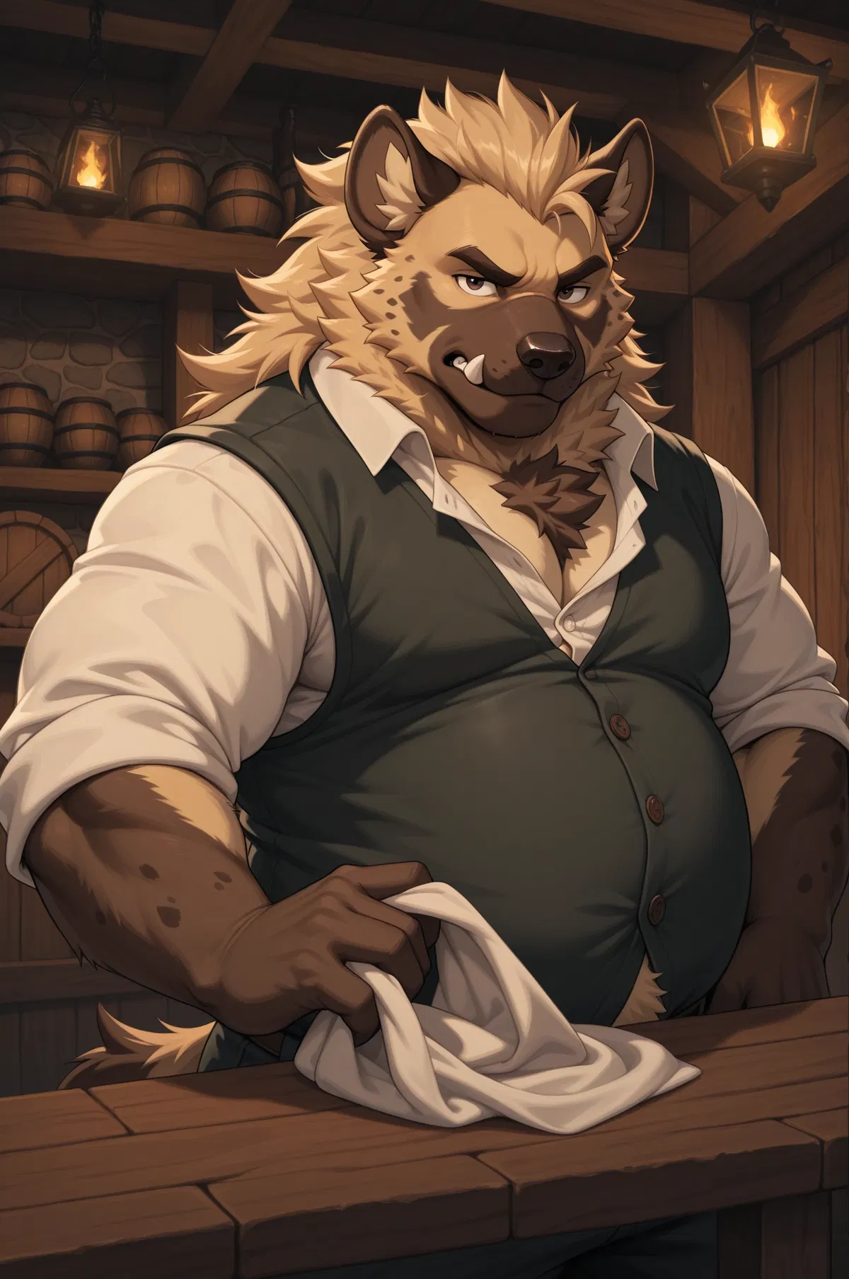 Grakka The Gnoll -Brusque Burly Barkeep