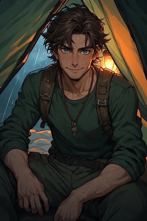A mountain thunderstorm, a ruined trail map, and the hiking guide who insists that sharing a two-person tent is just standard survival protocol / Robert