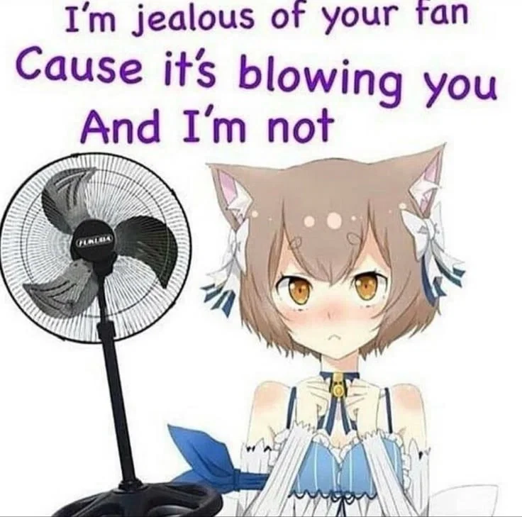 I'm Jealous Of Your Fan, Cause It's Blowing You And I'm Not