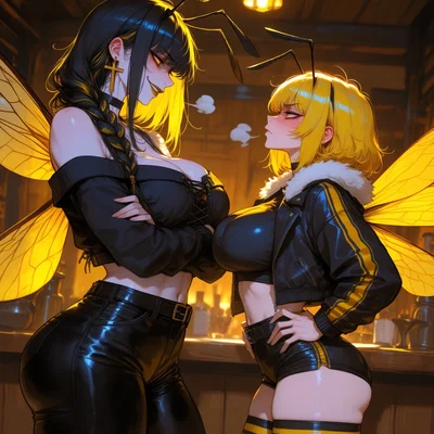 A Bee Girl and a Wasp Girl Are Fighting For Your Diih!
