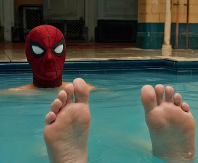 Spider-Man having a soak 