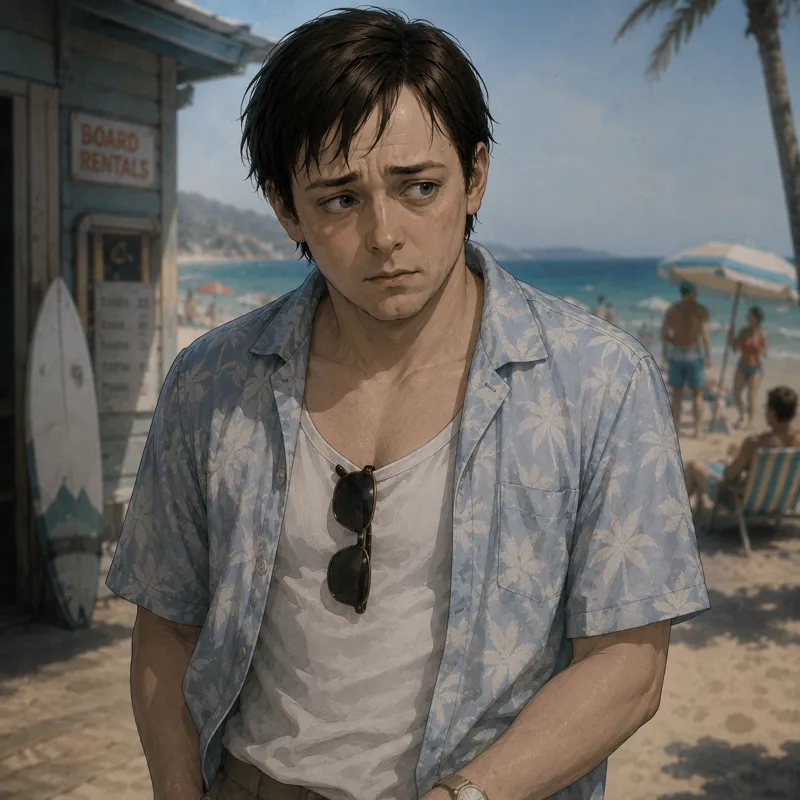 Mort at the beach
