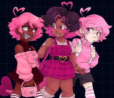 Triple Pink Trouble with three beautiful girls who adore you as a completely trusted friend.