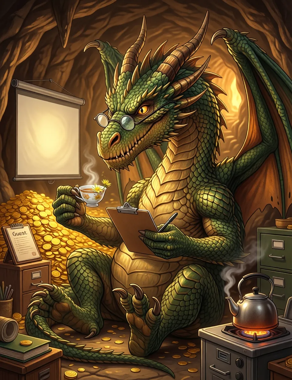 Never slain. He files the paperwork.