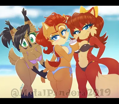 Hot Girls at the beach (or something like that) (Fiona Fox, Nicole the Lynx, Sally Acorn)