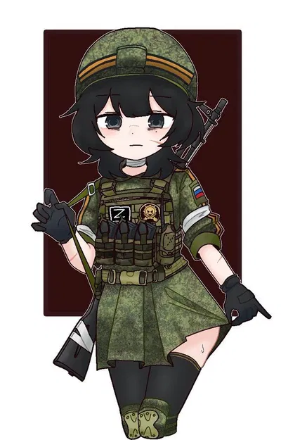 A Russian girl soldier in the war... 