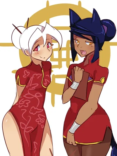 Murasaki & Aoi (Your Chinese Restaurant Waitresses Are Two Horny Femboys) Art By Lightsource